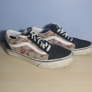 vans old skool Tweed And Floral Embroid Woman Size 7 **Need New Laces**